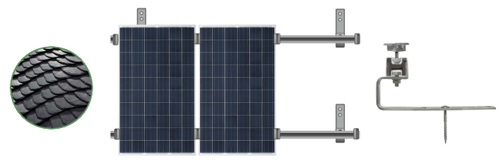 Montagepaket Ziegeldach für 2 Module HOCHKANT