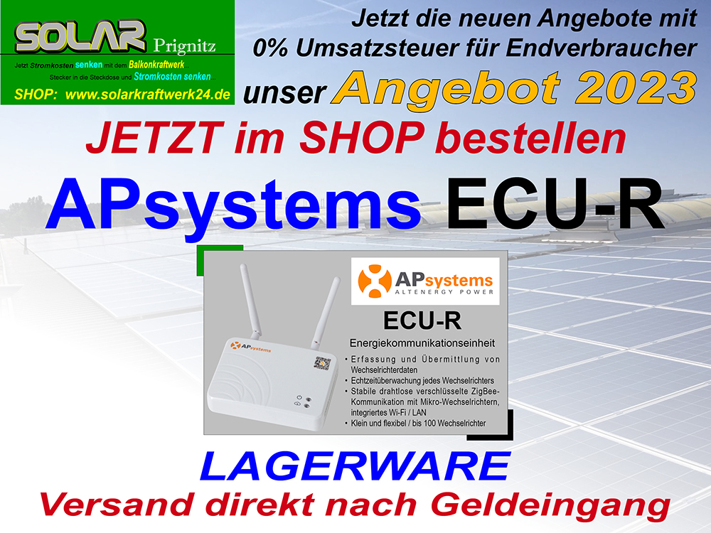 APsystems ECU-R Energiekommunikationseinheit für DS3 & QT2 Mikrowechselrichter - dem nächst auch bei uns erhältlich -